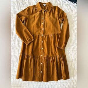 J Crew Brown corduroy Button-Up Dress